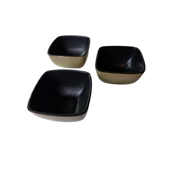 HOME TRENDS Taupe Tan Brown Rave Square Soup Cereal Bowls Set of 3 - Picture 1 of 9
